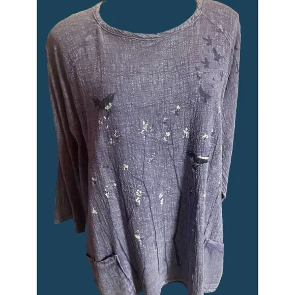 nwt PURPLE JESS AND JANE DOLMAN SLEEVE TUNIC W POCKETS GAUZE FABRIC XLARGE - Picture 8 of 9